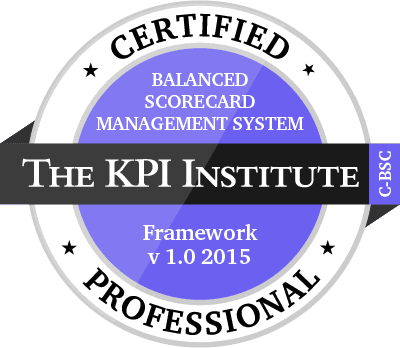 Certified Balanced Scorecard Professional (C-BSC) badge accredited by The KPI Institute